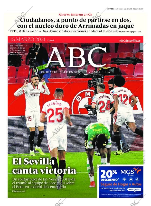 ABC SEVILLA 15-03-2021 página 1