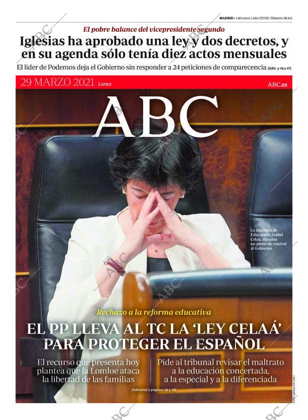 ABC MADRID 29-03-2021 página 1