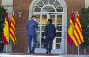 Reunión en el Palacio de La Moncloa del presidente del Gobierno Pedro Sánchez y...