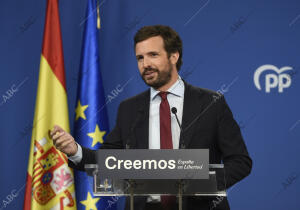 Rueda de prensa del presidente del Pp, Pablo Casado