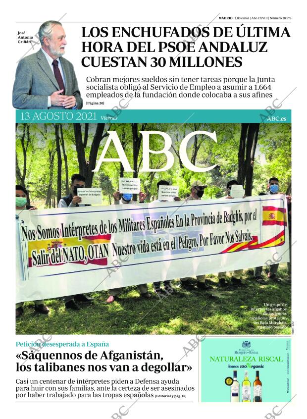 ABC MADRID 13-08-2021 página 1