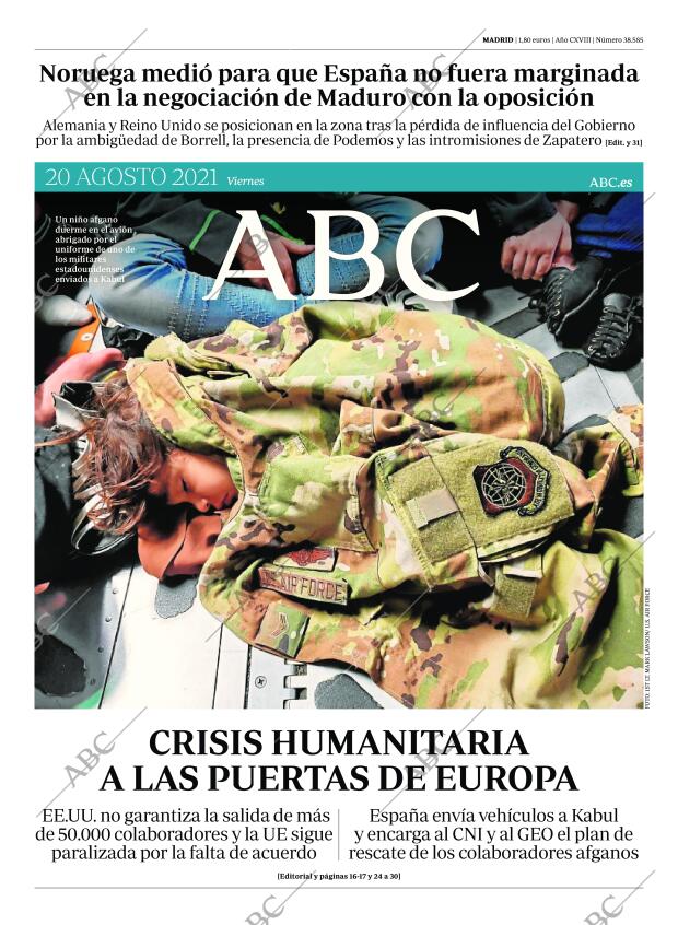 ABC MADRID 20-08-2021 página 1