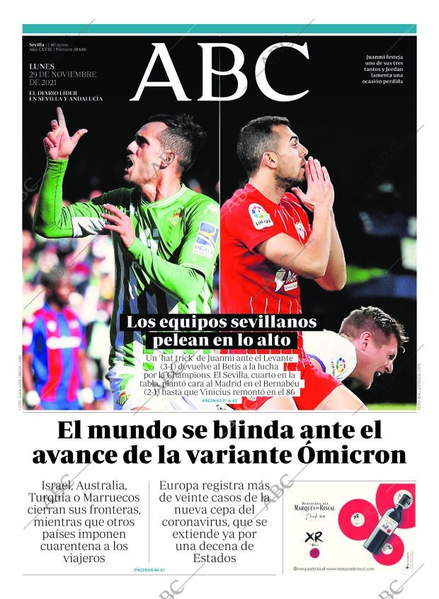 ABC SEVILLA 29-11-2021 página 1
