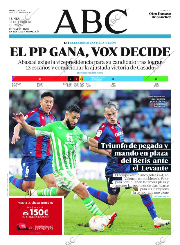 ABC SEVILLA 14-02-2022 página 1