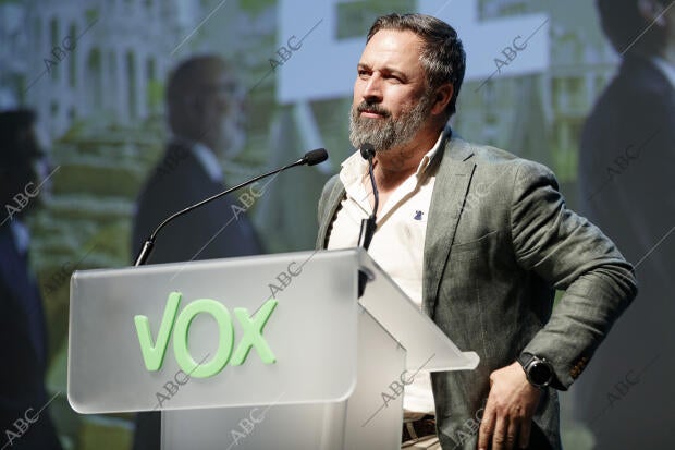 Santiago Abascal, presidente de Vox, durante un acto de Vox