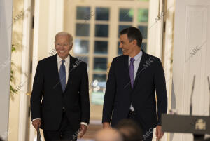 Encuentro de Pedro Sánchez y Joe Biden en el palacio de la Moncloa