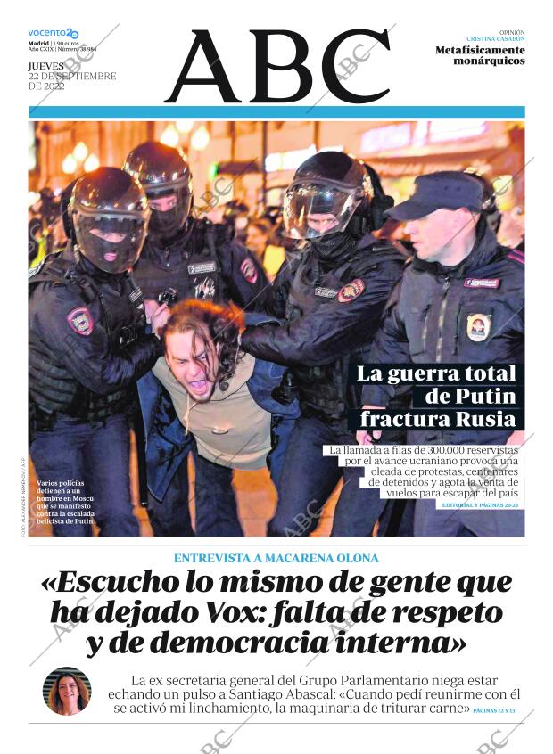 ABC MADRID 22-09-2022 página 1