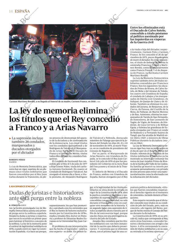 ABC MADRID 21-10-2022 página 14