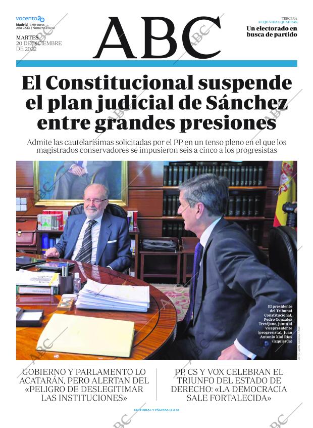 ABC MADRID 20-12-2022 página 1