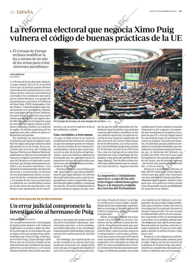 ABC MADRID 16-02-2023 página 20