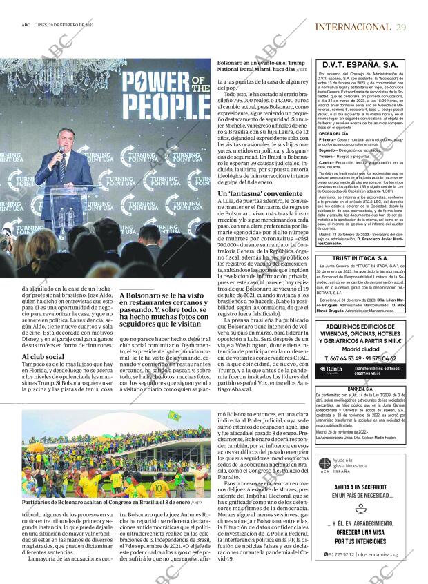 Periódico ABC MADRID 20-02-2023,portada - Archivo ABC