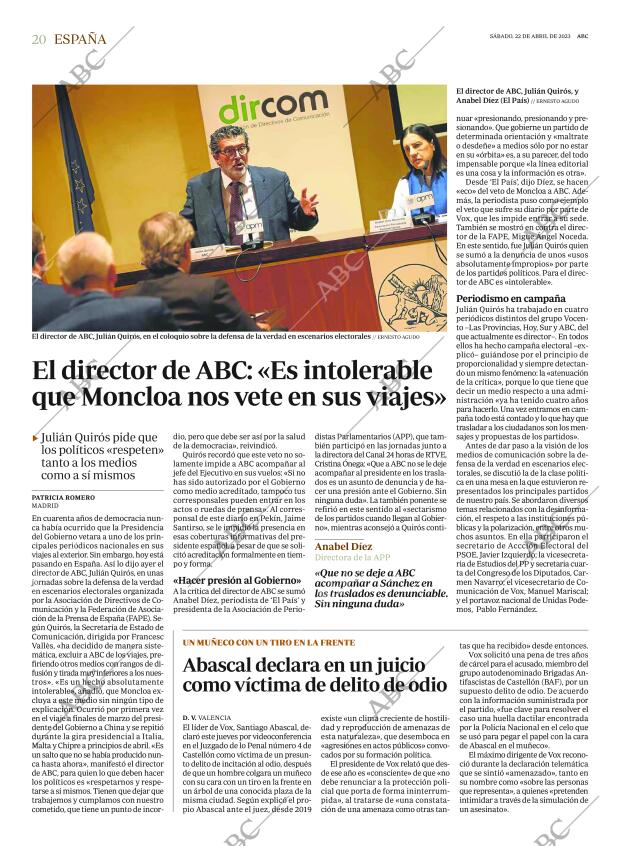 ABC MADRID 22-04-2023 página 20
