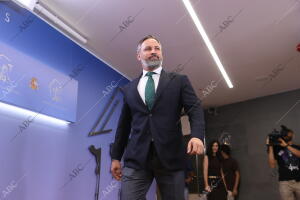 Rueda de prensa del líder de Vox Santiago Abascal tras su ronda de consultas con...