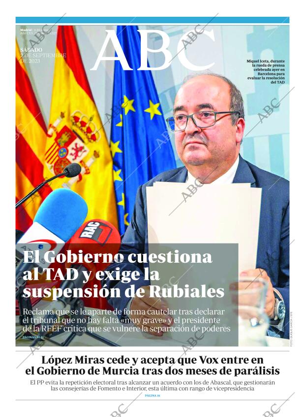 ABC MADRID 02-09-2023 página 1