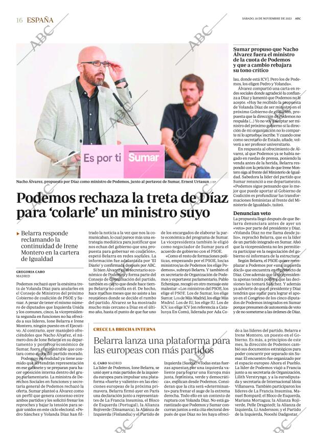 ABC MADRID 18-11-2023 página 16