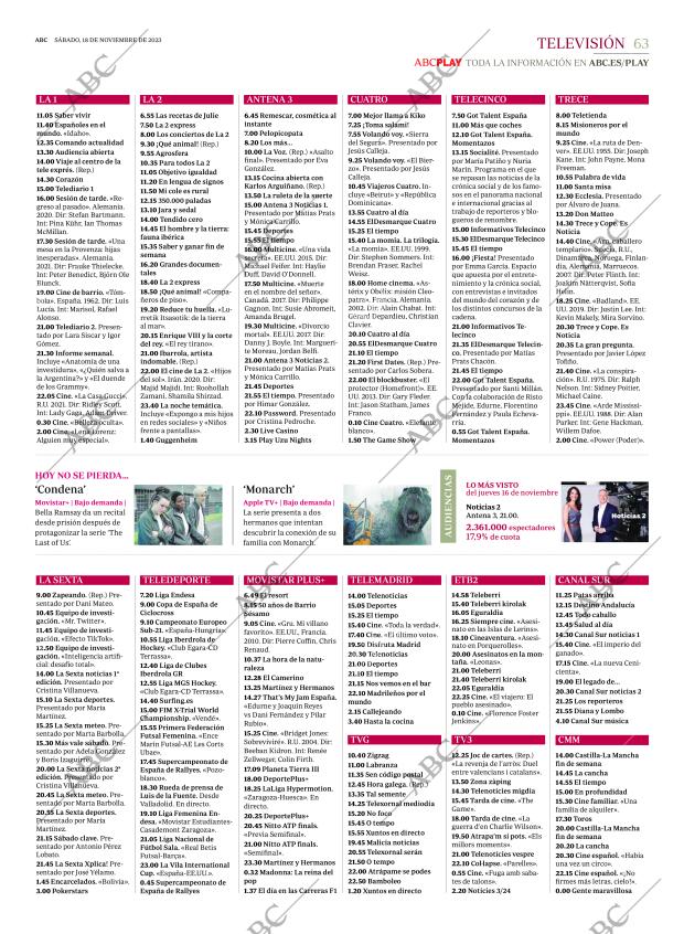 ABC MADRID 18-11-2023 página 63