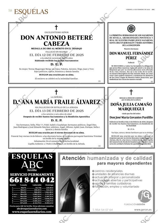 ABC SEVILLA 14-02-2025 página 58