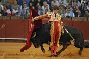 Corrida de toros celebrada en La Maestranza para los toreros Sebastián Castella,...
