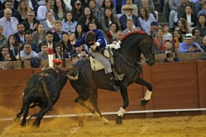 Corrida de toros celebrada en La Maestranza para los rejoneadores Rui Fernándes,...