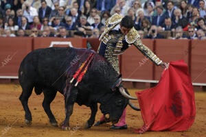 Corrida de toros celebrada en La Maestranza, para los toreros Miguel Ángel...