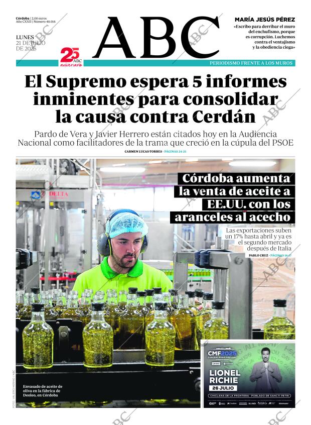 ABC CORDOBA 21-07-2025 página 1