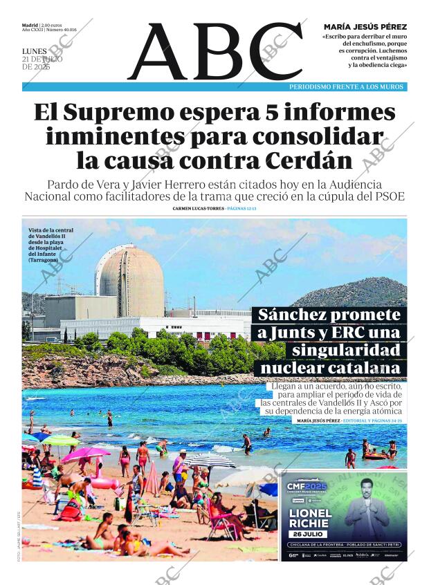 ABC MADRID 21-07-2025 página 1