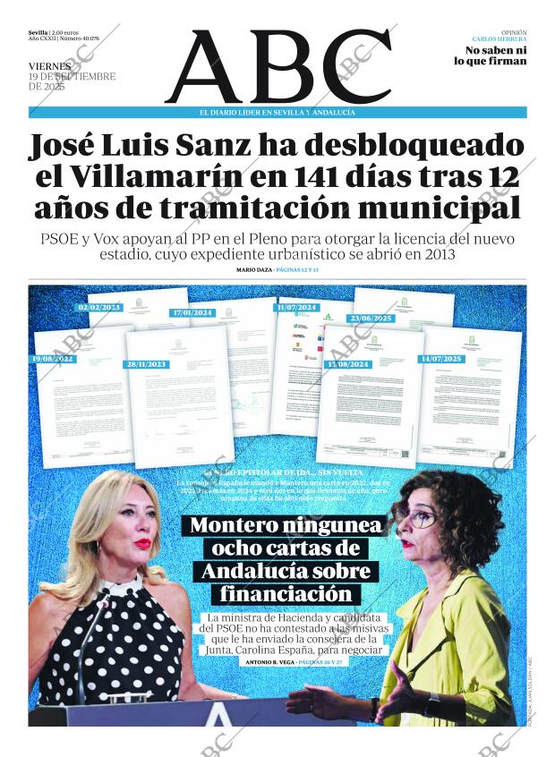 ABC SEVILLA 19-09-2025 página 1