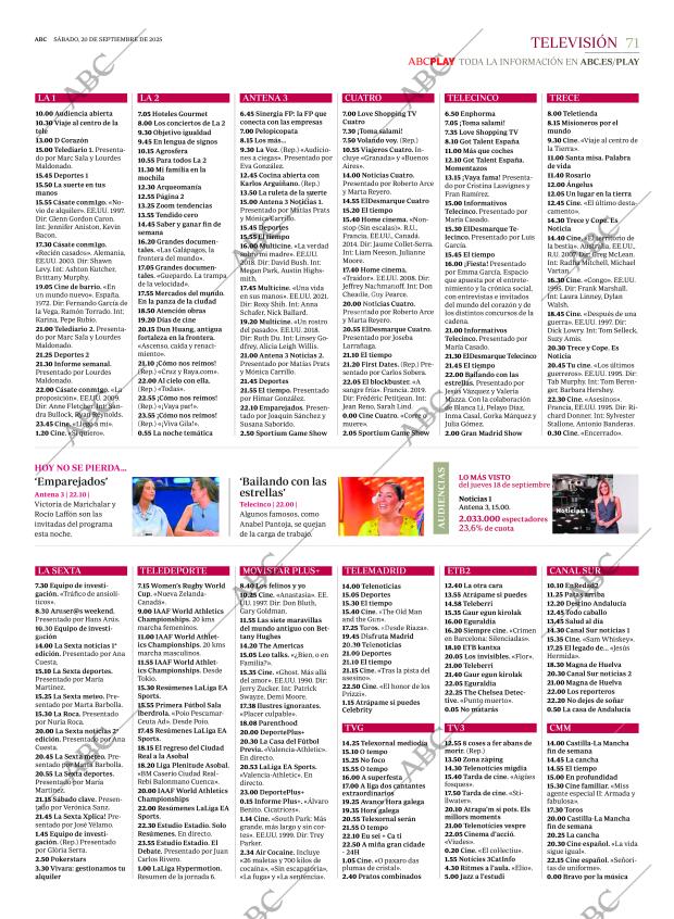 ABC MADRID 20-09-2025 página 71