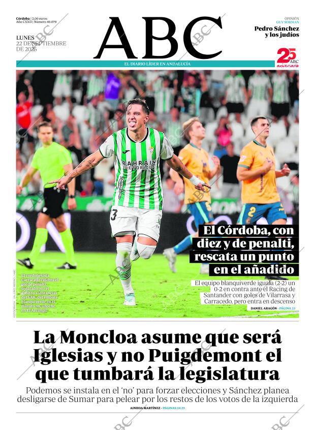 ABC CORDOBA 22-09-2025 página 1