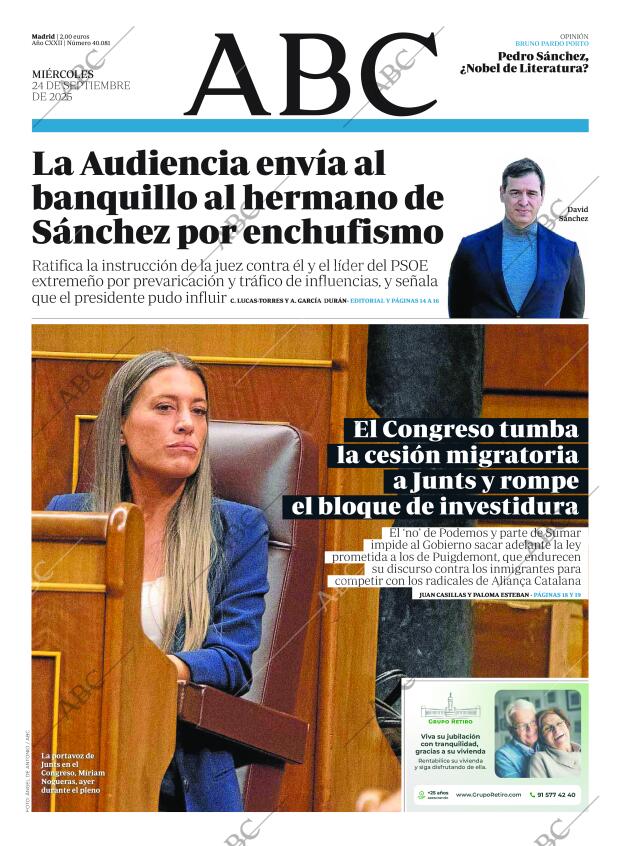 ABC MADRID 24-09-2025 página 1