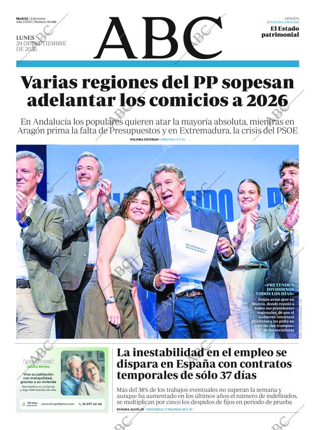 ABC MADRID 29-09-2025 página 1