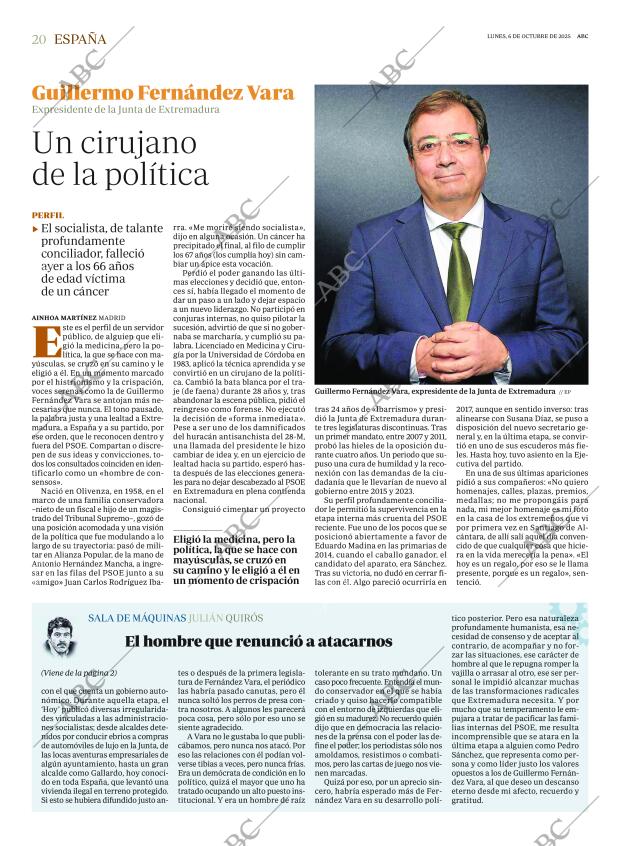 ABC MADRID 06-10-2025 página 20