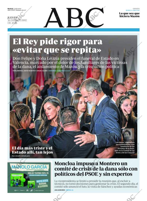 ABC MADRID 30-10-2025 página 1