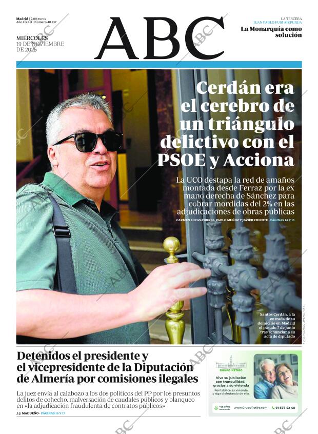 ABC MADRID 19-11-2025 página 1
