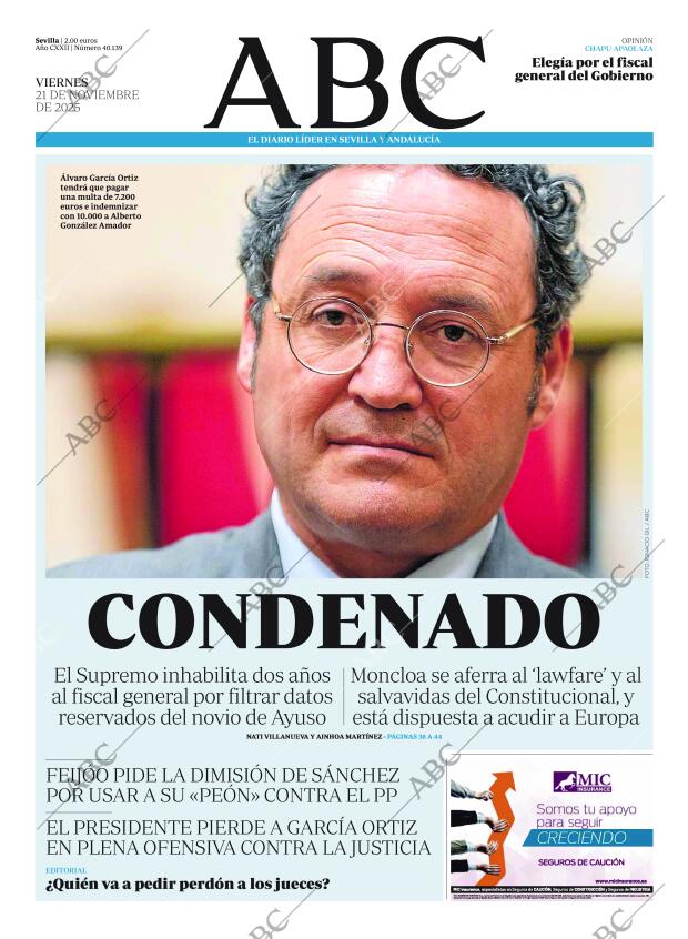 ABC SEVILLA 21-11-2025 página 1