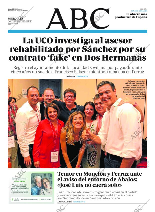 ABC MADRID 26-11-2025 página 1