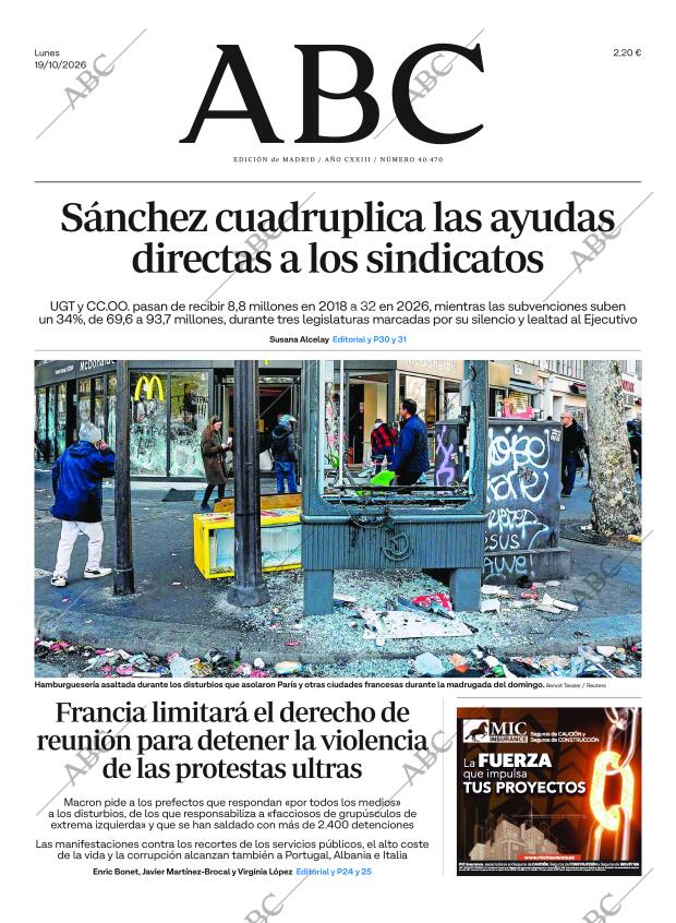 ABC MADRID 19-10-2026 página 1
