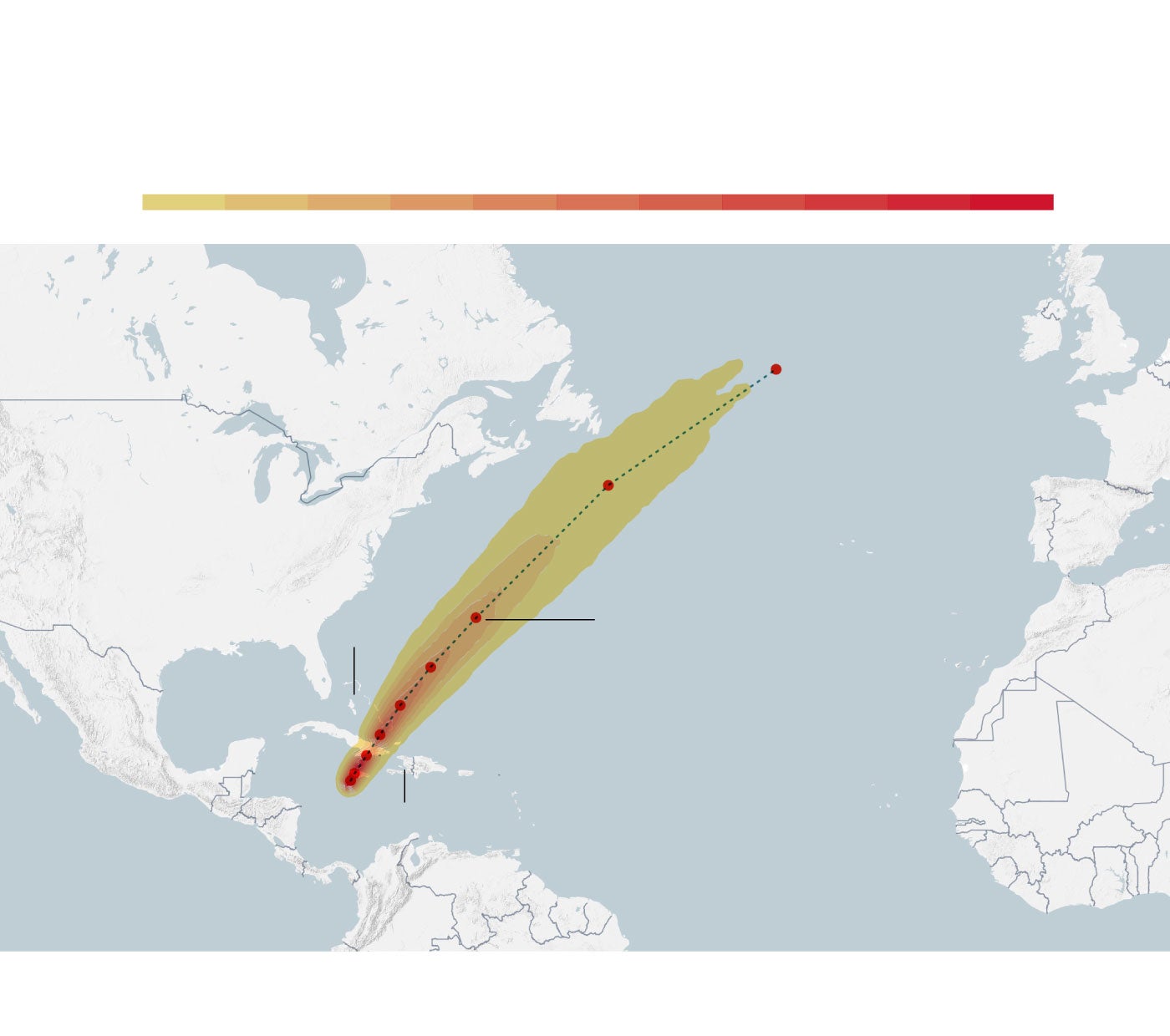 Trayectoria y predicción del huracán Melissa a cinco días
