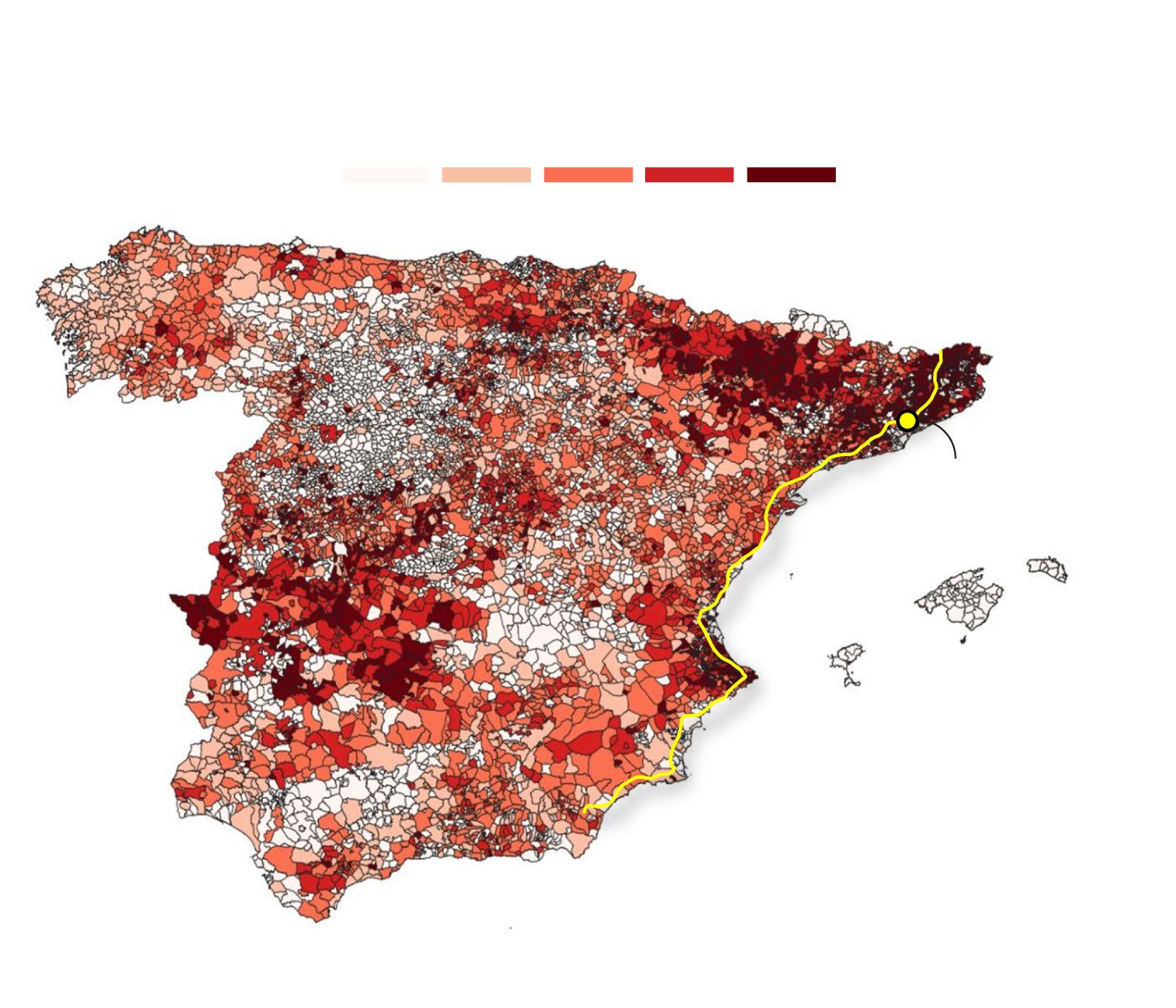 Mapa de densidad de población de jabalíes en España