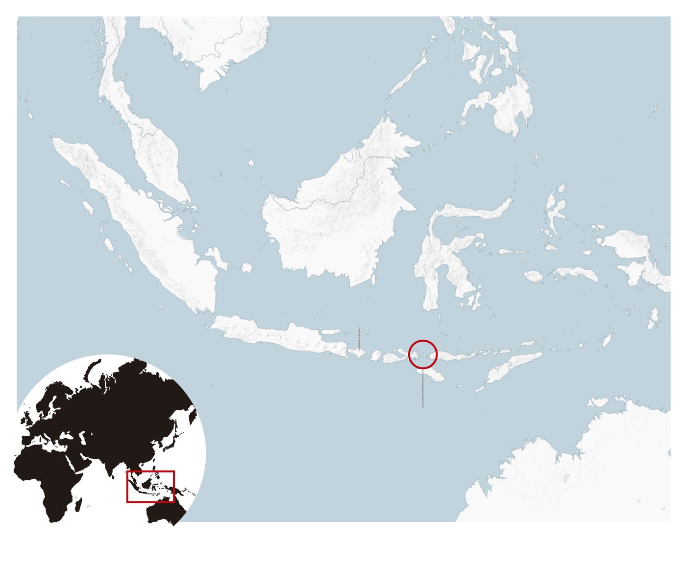 Mapa localizador del naufragio en las islas Komodo, Indonesia