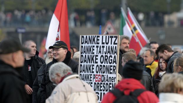 Manifestación del movimiento islamófobo Pegida en Alemania