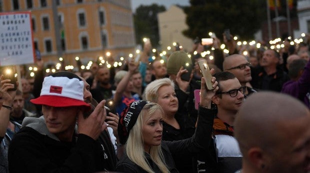 Un grupo de manifestantes en Chemnitz