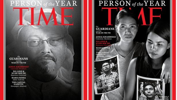 Jamal Khashoggi y los periodistas de Reuters Wa Lone y Kyaw Soe Oo, en la revista «Time»