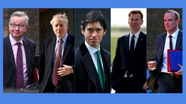 De izquierda a derecha, Michael Gove, Boris Johnson, Rory Stewart y Jeremy Hunt