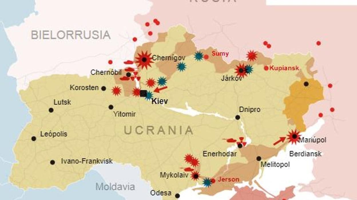 Mapa De La Situación De La Invasión De Rusia A Ucrania