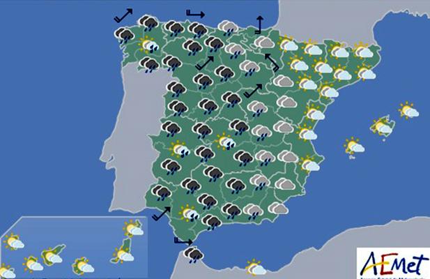 Previsión de la Aemet de 0 a 12 horas.