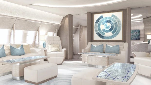 Los interiores de lujo de un avión que parecen sacados de un hotel cinco estrellas